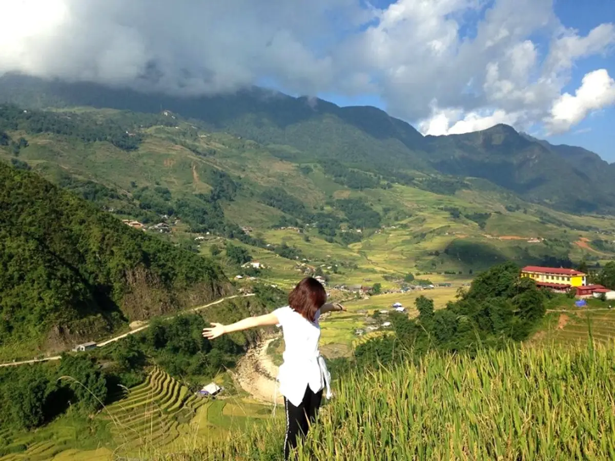 Golden hour light over the Muong Hoa Valley rice terraces in Sapa
