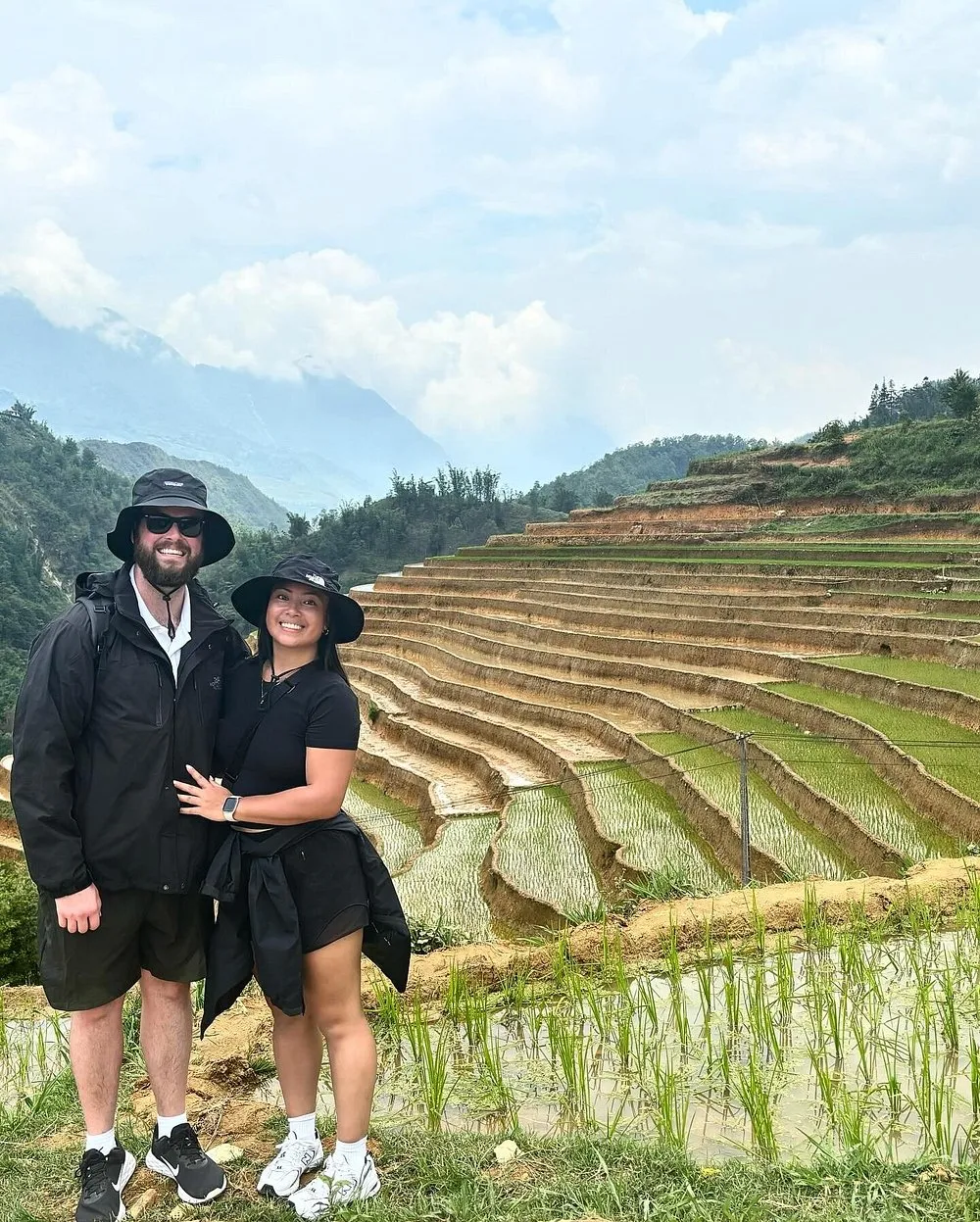 Golden rice terraces at harvest time under clear October skies in the Muong Hoa Valley near Lao Chai, Sapa, Vietnam