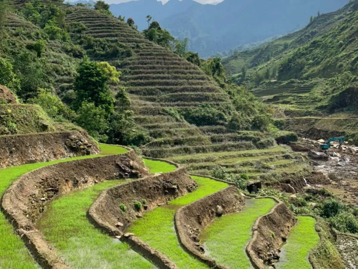Panoramic view from the ridge above the Muong Hoa Valley