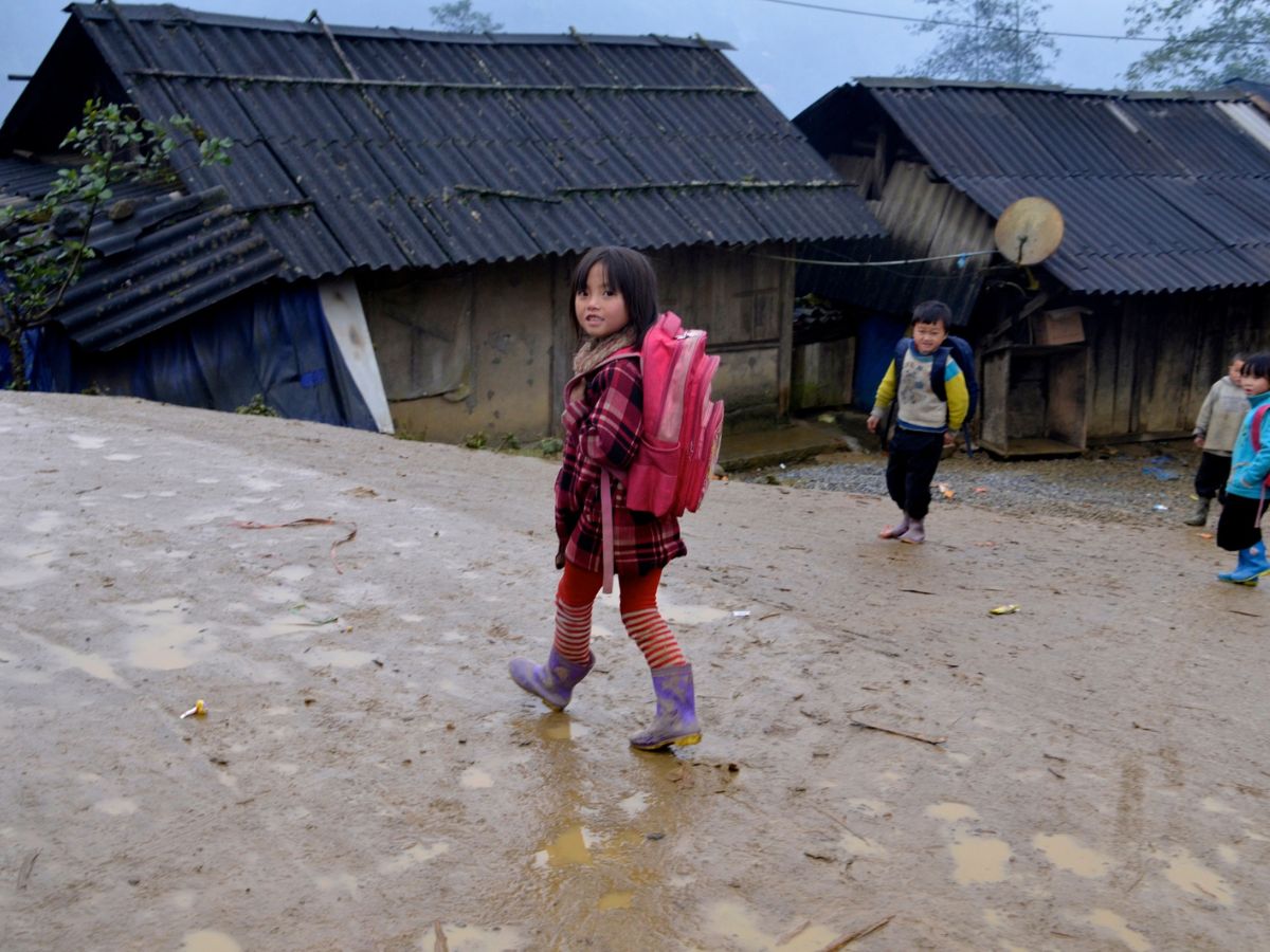 Traditional H'mong village on the Waterfalls and Traditional Villages trek route in Sapa