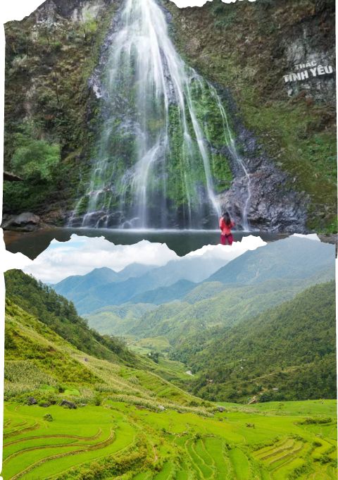 Waterfalls And Traditional Villages Rice Fields