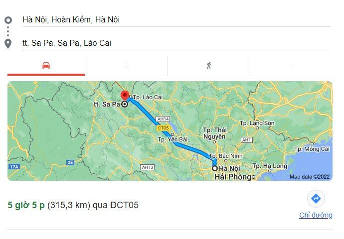The distance get Hanoi to Sapa