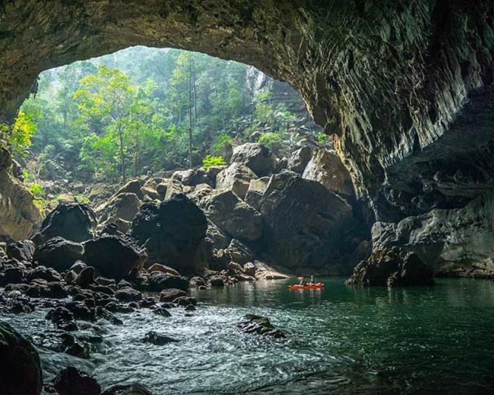 exploring cave