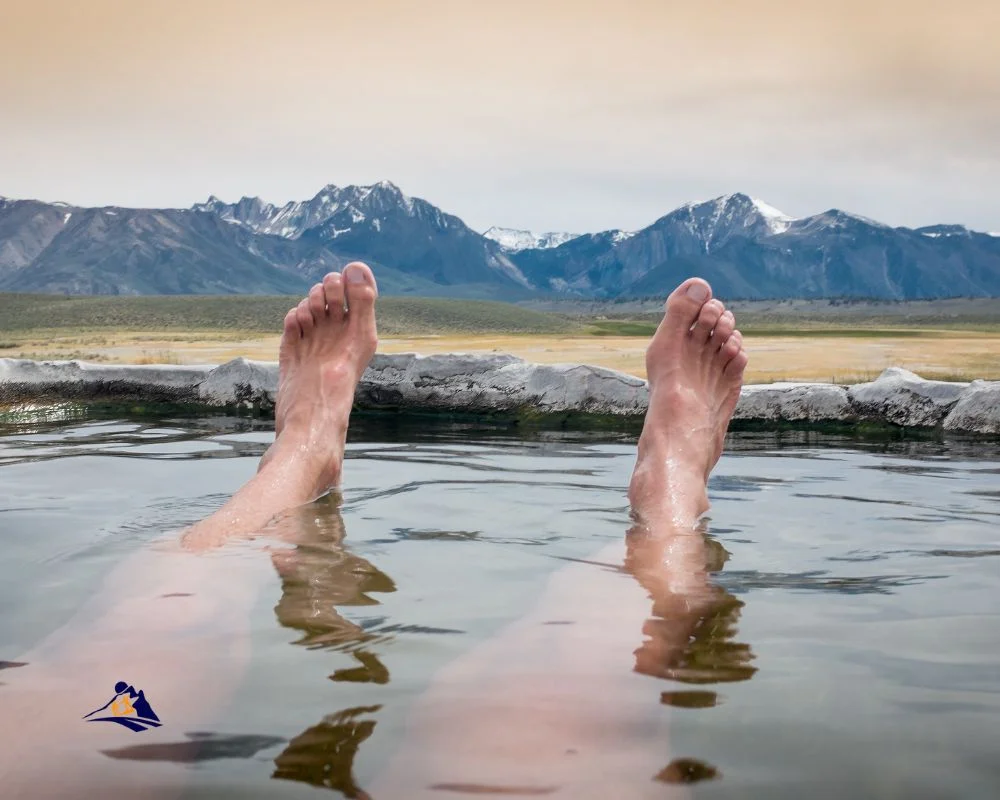 relaxing in the hot spring